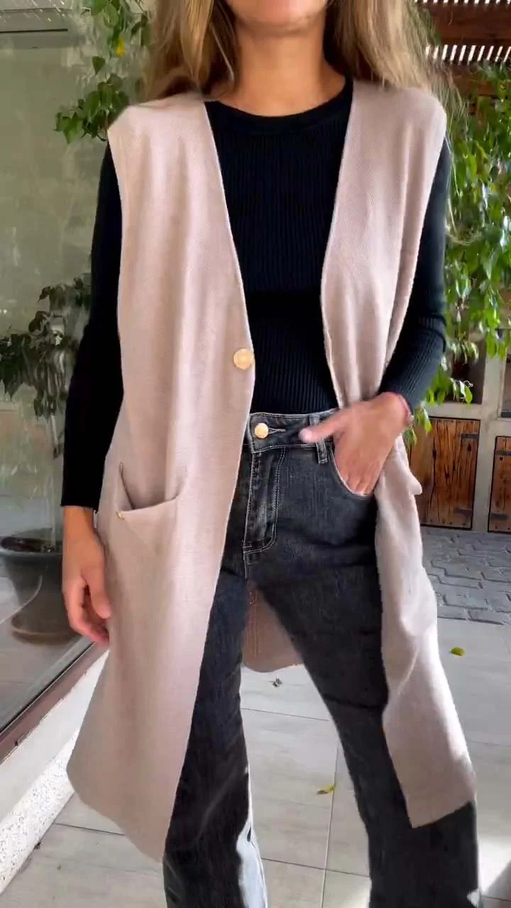 Women's Casual Solid Tank Cardigan